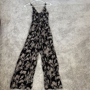 Angie Black and Beige Floral Cutout Jumpsuit, Size M (Junior/fits like a small)
